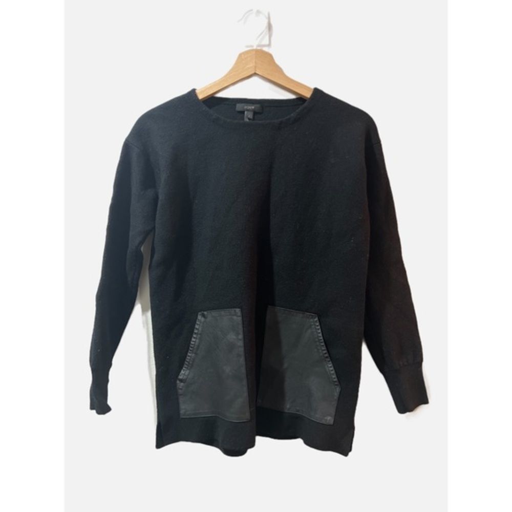J Crew Merino Wool Sweater leather pockets